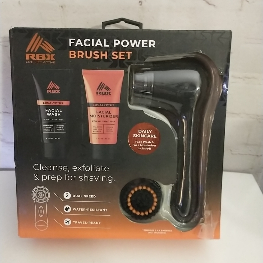 RBX Facial Power Brush Set For Men  Cleanse & Exfoliate Shaving Prep Tool Sealed